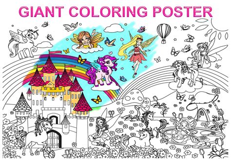 buy alex art giant coloring unicorn  fairy wall huge coloring