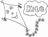Kite Coloring Pages Kites Flying Drawing Getcolorings Getdrawings Printable Color Print sketch template