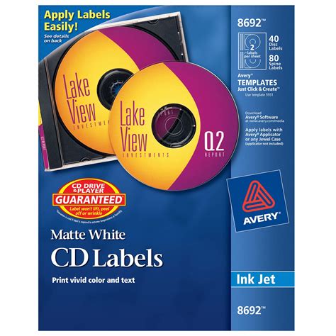 Cd Labels Matte White 40 Disc Labels And 80 Spine Labels