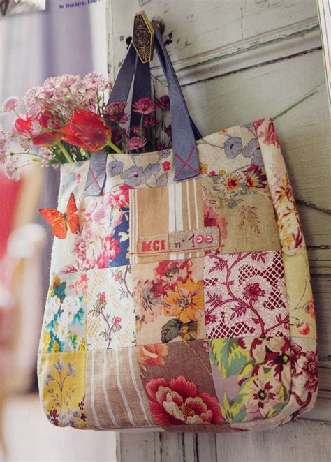 patchwork tote marie claire idees janfeb  quilted totes quilted bag bag quilt diy