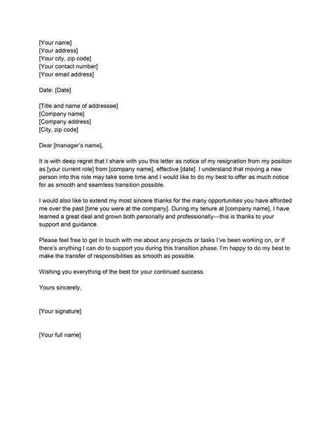 heartfelt letter  resignation templates