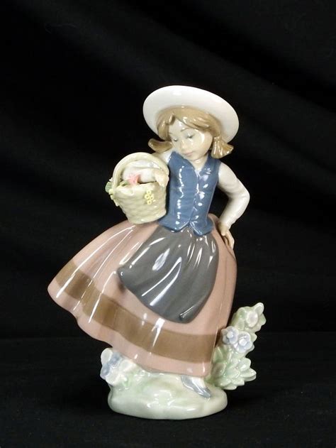vintage lladro  sweet scents figurine  girl  flower basket lladro lladro sweet