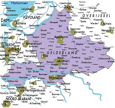 map  gelderland province city map  netherlands political regional province