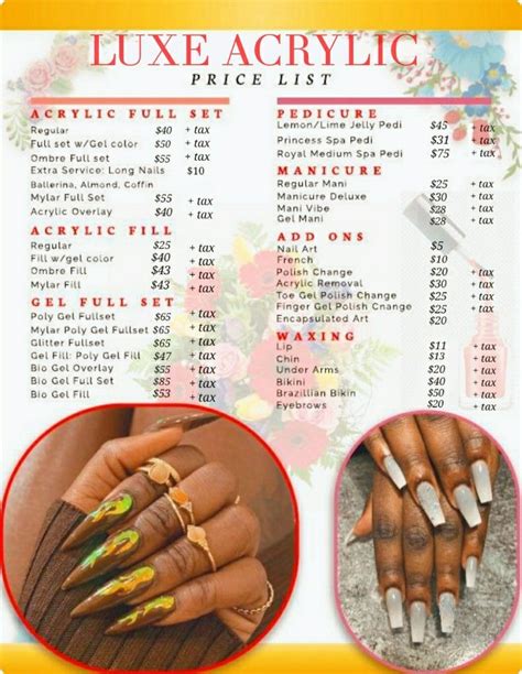 nail salon price list acrylic nails price nail prices nail salon prices