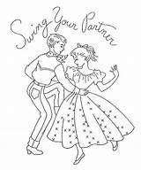 Embroidery Dance Square Coloring Vintage Pages Dancing Patterns Applique Colouring Template sketch template
