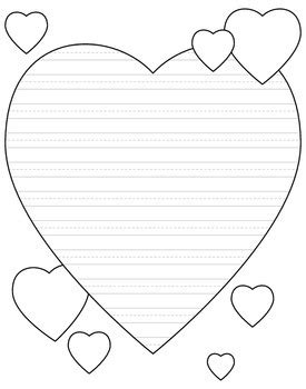 heart shaped writing paper  valentines day primary lines