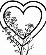 Coloring Pages Heart Hearts Printable Roses Kids sketch template