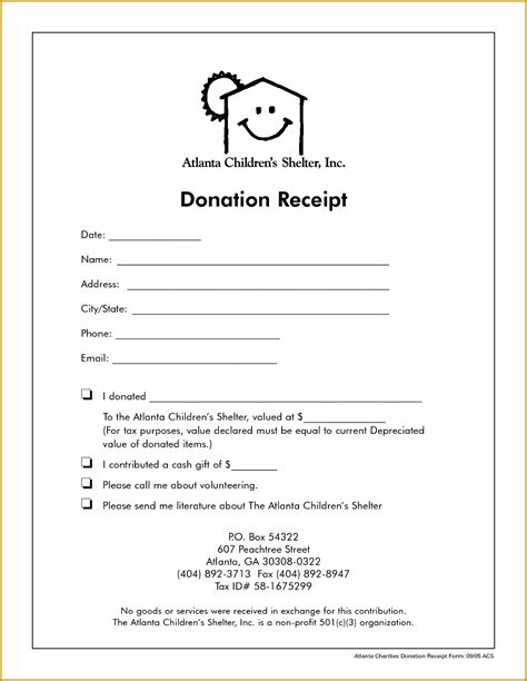 nonprofit contribution receipt template fabtemplatez