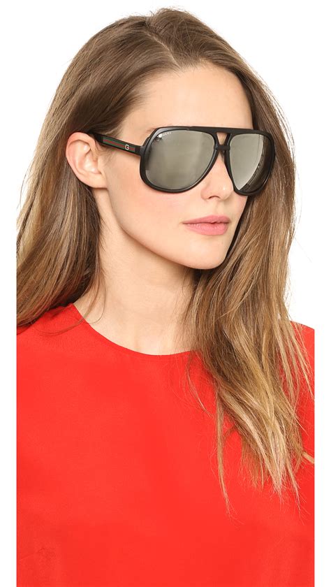 lyst gucci mirrored oversized aviator sunglasses matte black black