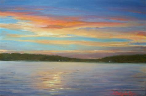 painting diary lake view sunset