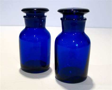 Cobalt Blue Glass Apothecary Jar Set W Ground By Rainbowrewind