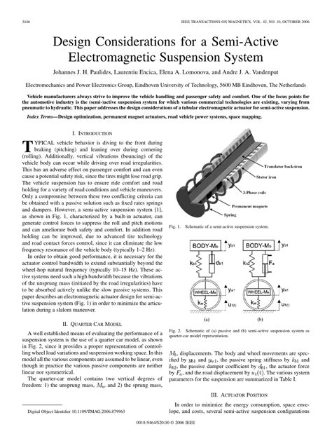 design considerations   semi active electromagnetic suspension system