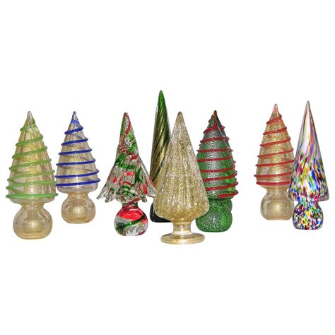 1980s Italian Vintage Colorful Murano Glass Christmas Trees Sculptures