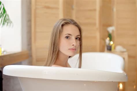 Beautiful Girl Relaxing In Bathtub Stock Image Image Of Foam Rest