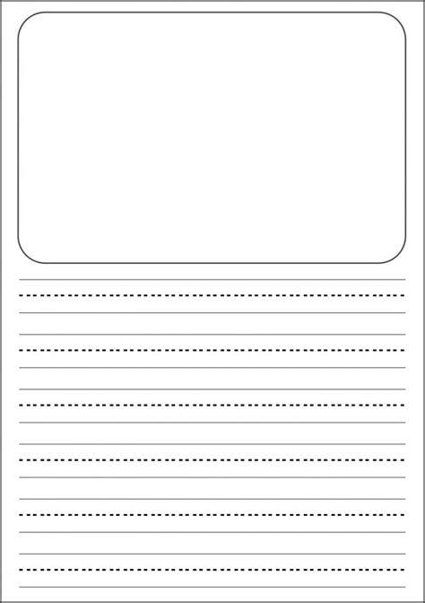 printable writing paper  picture box  primary dashed