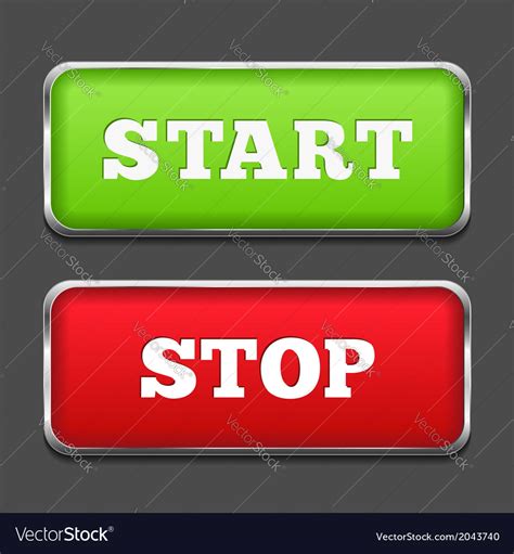 Start Stop Buttons Royalty Free Vector Image Vectorstock
