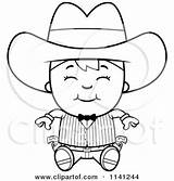 Gunslinger Sitting Boy Cartoon Happy Coloring Vector Clipart Thoman Cory Outlined sketch template