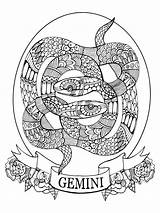 Gemini Coloring Zodiac Sign Adults Pages Vector Book Mandala Illustration Dreamstime Adult Taurus sketch template