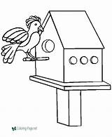 Coloring Pages Birdhouse Birds Bird House Clipart Kids Printable Gif sketch template