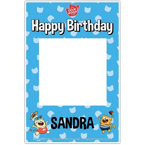 Blue Ollie And Moon Birthday Selfie Frame Poster