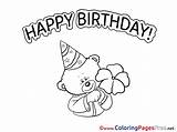 Teddy Birthday Happy Coloring Bear Pages Printable Colouring Sheet Title sketch template