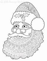 Christmas Coloring Pages Adults Santa Detailed Zentangle Printable Adult Thaneeya Colouring Claus Very Drawing Doodles Sheets Getcolorings Getdrawings High Whimsical sketch template