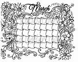Calendar Coloring March Doodled sketch template