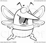 Mosquito Running Clipart Cartoon Coloring Outlined Vector Thoman Cory Royalty sketch template