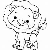 Mewarnai Singa Hewan Lucu Binatang Kartun Menggambar sketch template