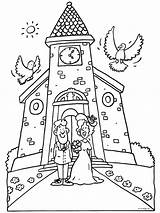 Kleurplaat Trouwen Kleurplaten Bruidspaar Huwelijk Thema Bruiloft Knutselen sketch template