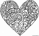 Coloring Heart Adult Pages Zentangle Printable Print sketch template