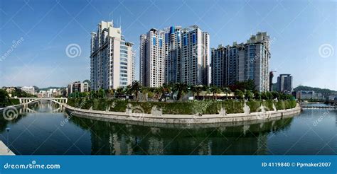 residential area stock photo image  guiyang blue river