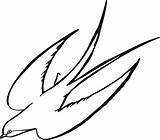Bird Drawing Flying Drawings Swallow Birds Line Coloring Simple sketch template