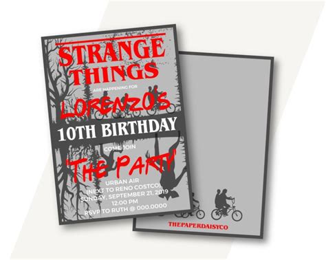 stranger  birthday invitation strange  party etsy