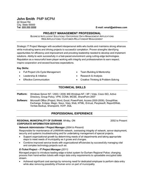 project manager resume sample template