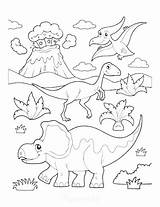 Dinosaur Coloring Pages Kids Printables Colouring Scene Unicorn Choose Board Easy sketch template