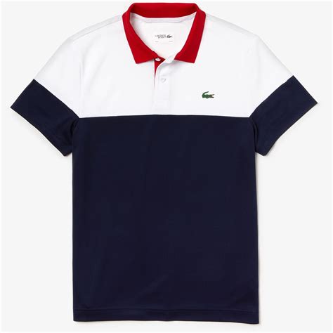 Lacoste Mens Technical Polo Shirt White Navy Blue Red