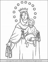 Coloring Lady Carmel Mary Pages Mt Rosary Mother Catholic Color Mount Jesus Thecatholickid Beads Drawing Christian Saint Kids Scapular Kid sketch template