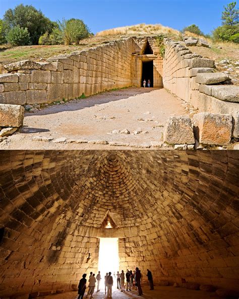 tomb  agamemnon   large beehive tomb  panagitsa hill  mycenae greece constructed