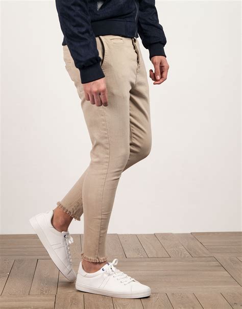 pantalon chino algodon beige jvz pantalones chinos pantalones moda casual hombre