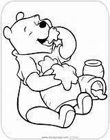 Pooh Winnie Coloring Honey Pages Disneyclips Eating sketch template
