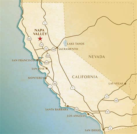 california map napa valley coastal map world