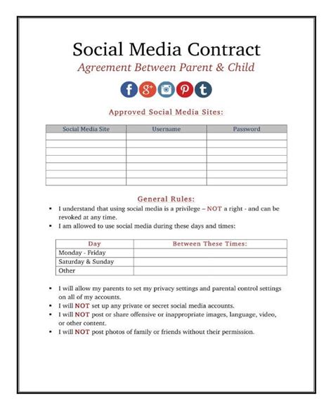 social media contract templates