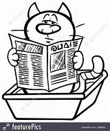 Newspaper Cat Reading Cartoon Coloring Litter Box Drawing Illustration Getcolorings Comp Color Pets Getdrawings Pages Alamy sketch template