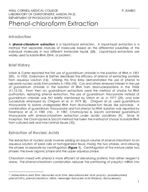 Pdf Phenol Chloroform Extraction Nicharee Wis