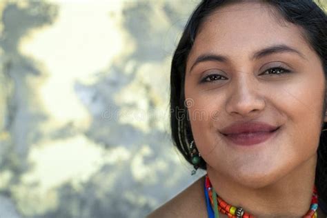 Beautiful Black Hair Girl Mexican Latina Portrait On Baja California