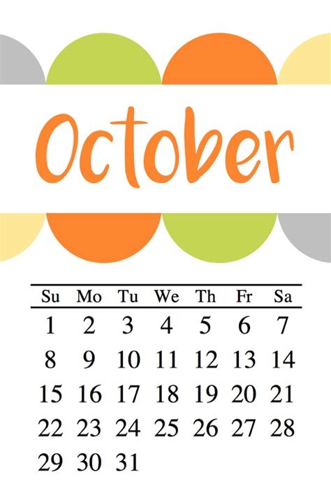 printable october calendar