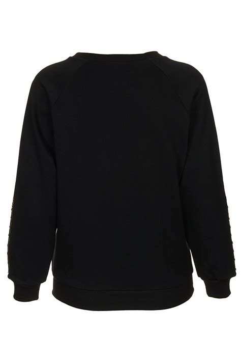 topshop pearl sleeve sweater  black lyst
