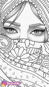 Colouring Zeichnen Colorear Ausmalen Hijab Vogue Rostros Kleurplaten Zentangle Zeichnungen Traditionelle Tattoo Umrisszeichnungen Gesicht Bleistift Kunstzeichnungen Aquarel Quadri Cuadros Malbuch sketch template