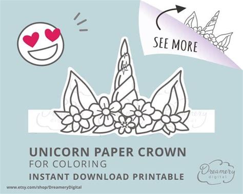 printable unicorn horn  ears paper hat unicorn coloring